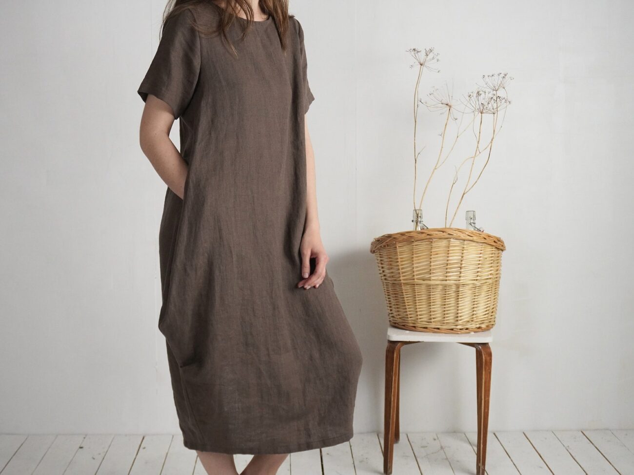 Oversized Minimalist Linen Dress M45