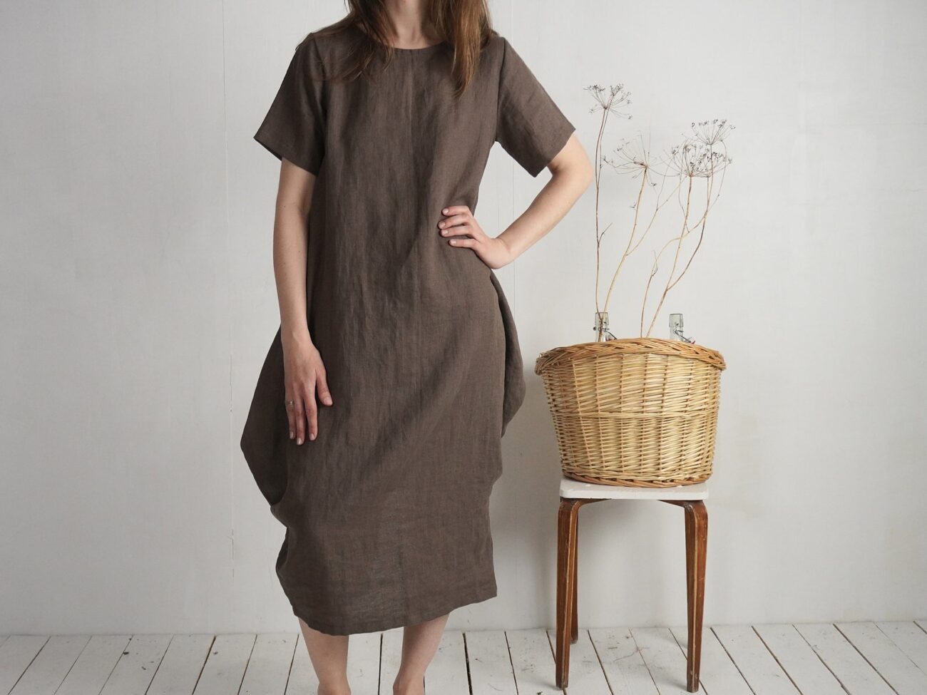 Oversized Minimalist Linen Dress M45