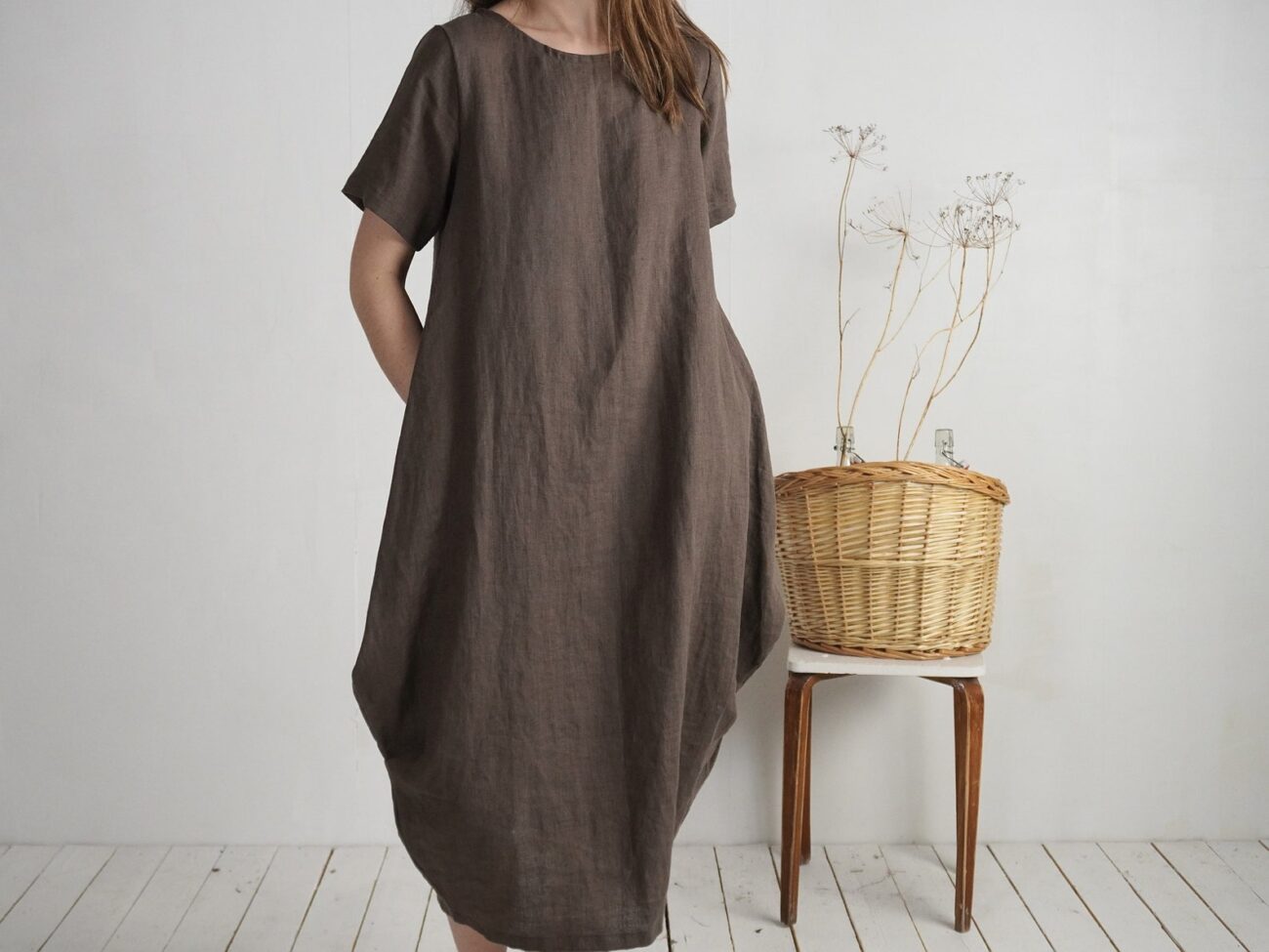 Oversized Minimalist Linen Dress M45