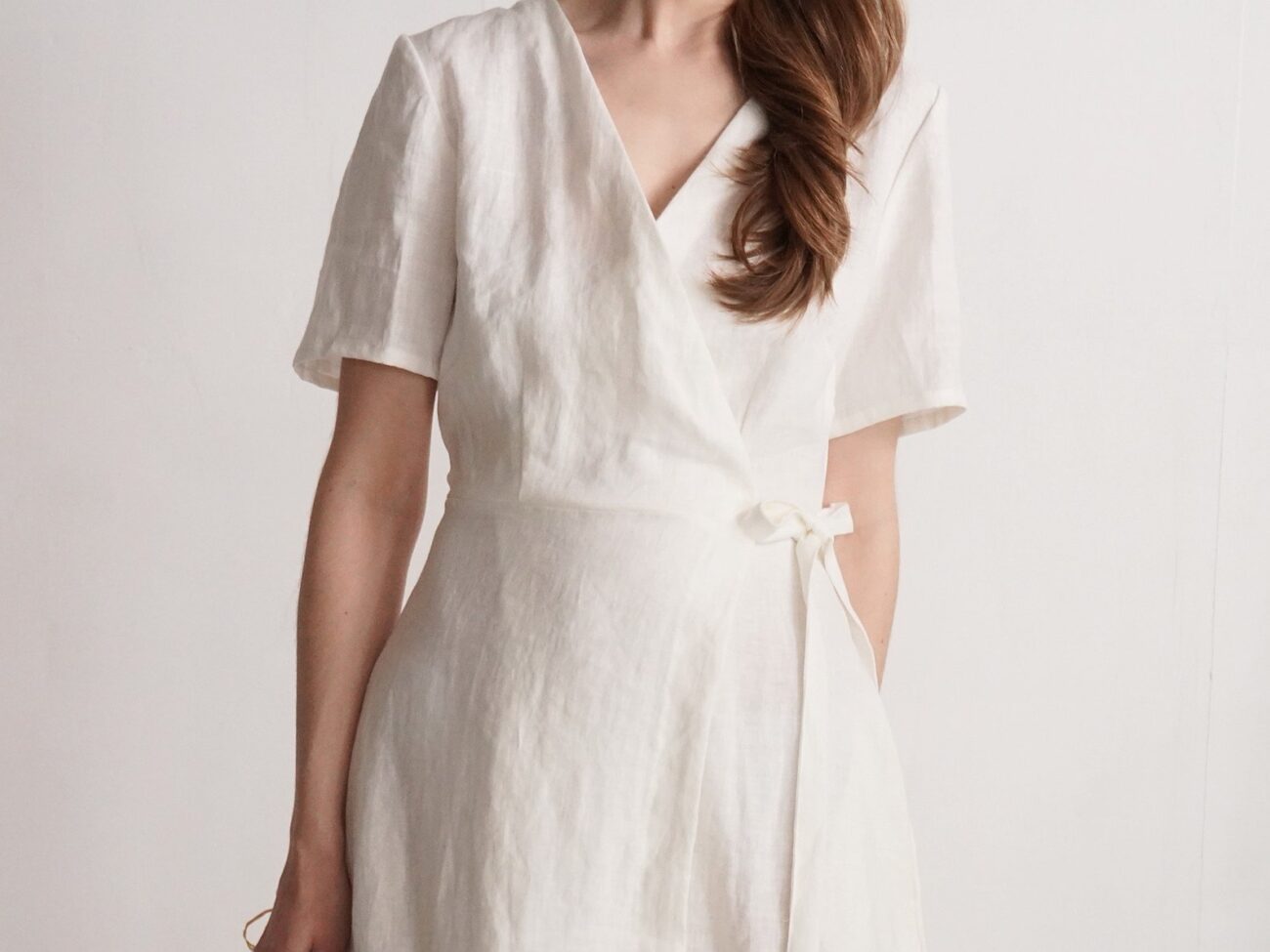 Elegant Wrap Linen Wedding Dress by Malusta