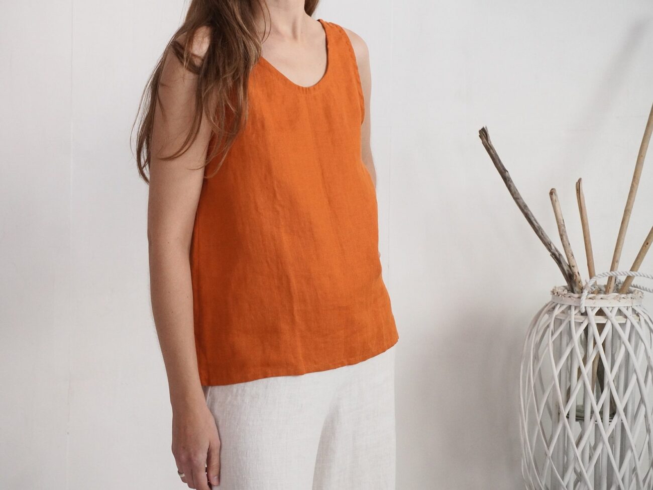 Linen Sleeveless Tank Top for Women M42