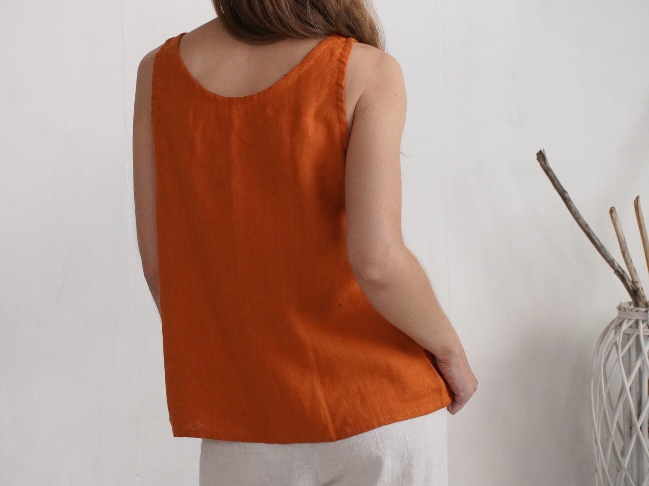 Linen Sleeveless Tank Top for Women M42