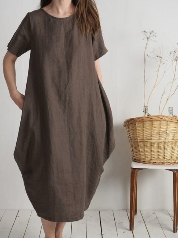 Oversized Minimalist Linen Dress M45