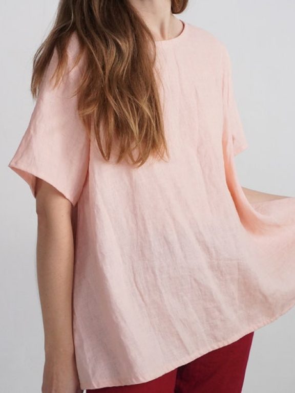 Flowy Linen Blouse: Oversized, Natural A-Line Tunic by Malusta